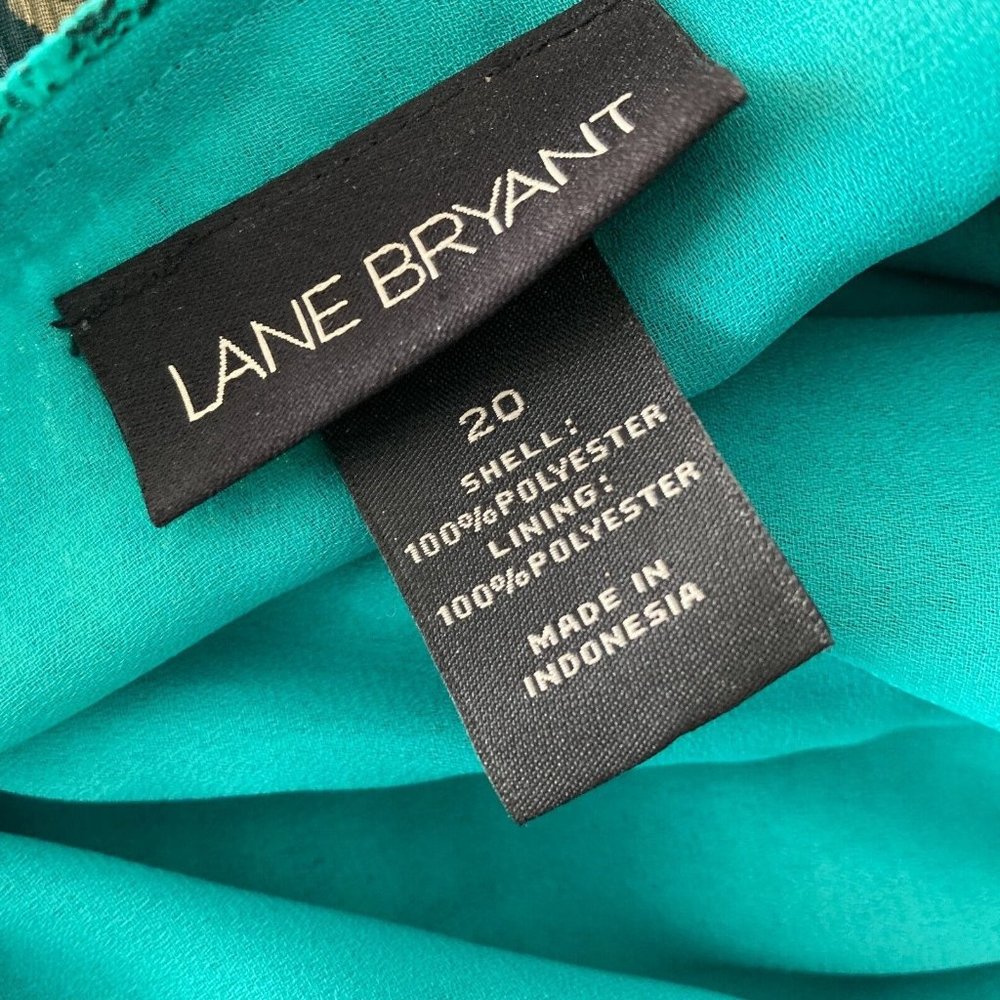 Lane Bryant Shirt Womens Size 20 Green Abstract Pullover Lightweight - Picture 4 of 11